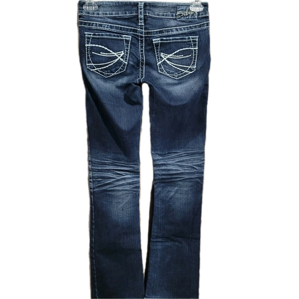 Silver Jeans Aiko Bootcut Jeans 26 x Actual 31 Dark Wash Low Rise Thick Stitch